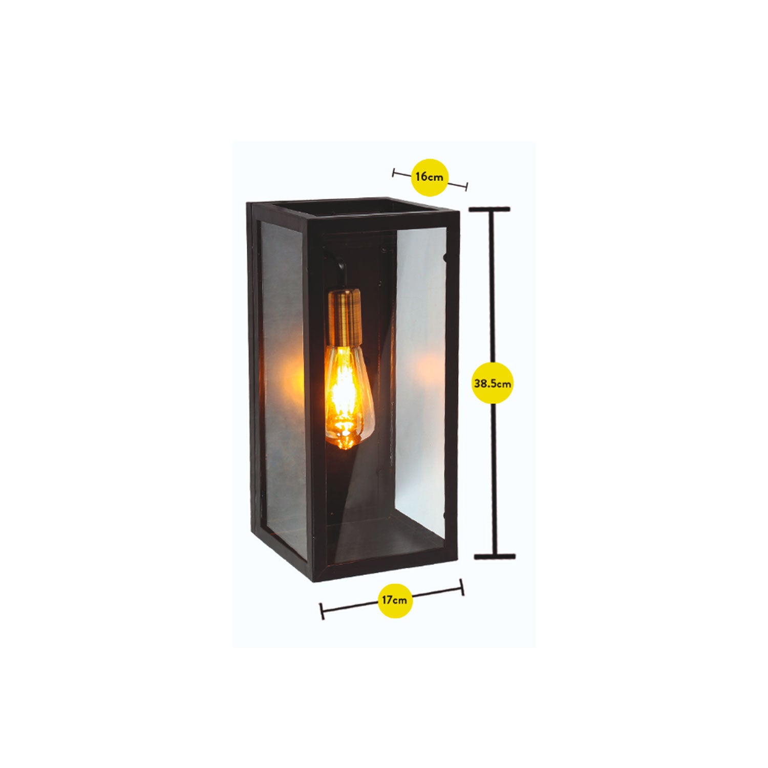 Lámpara de Pared Negro 1 Luz E27   Apliqué Vintage con Cubierta de Vidrio - NGR